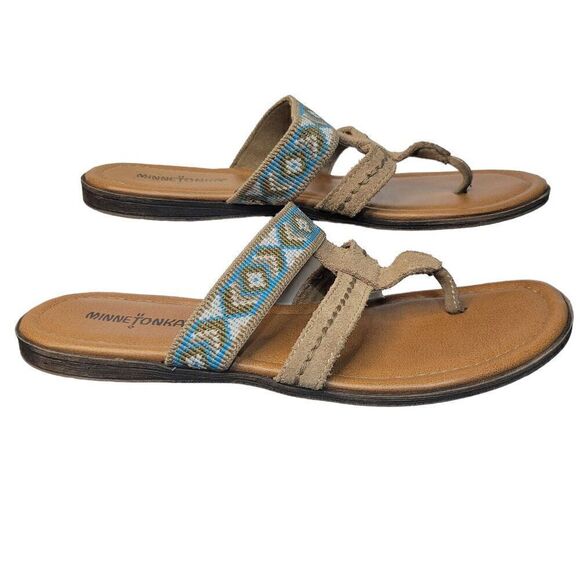 Minnetonka Leather Beaded Sandals (Size 8) - Picture 2 of 6